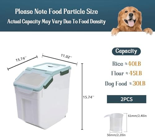 2 Pack 50lb Rice Storage Container, Large Flour Container Bin(Green) - Image 2
