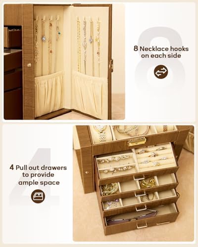 Homde Large Jewelry Box for Women: 5-Layer Organizer with Lock for Dresser - Image 5