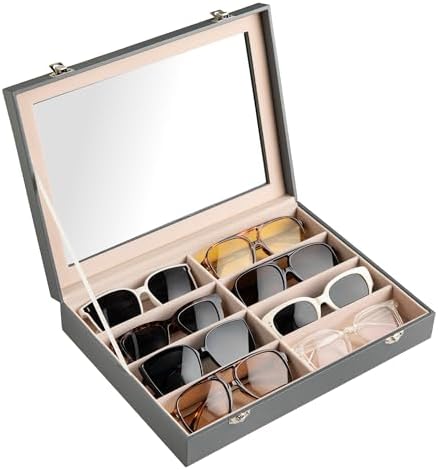 Frebeauty 8-Slot Sunglass Organizer,Sunglass Holder with Clear Lid by Frebeauty