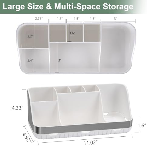 GFWARE Toothbrush Holders for Bathrooms Countertop Organizer - Kids Electric Toothbrush and Toothpaste Holder Detachable 7 Slots Tooth Brush Organization Bathroom Accessories Storage Vanity, Silver - Image 6