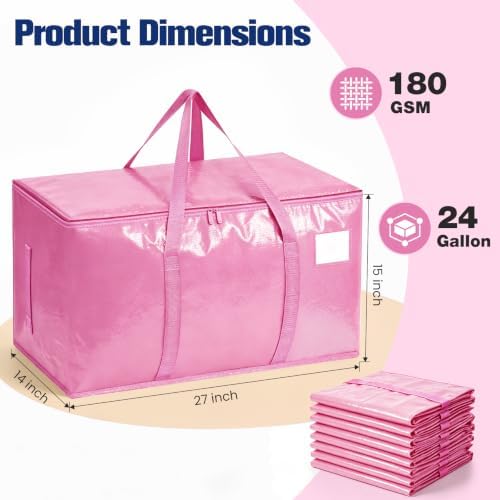 12 Pack Heavy Duty Waterproof Moving Bags, Foldable Totes - Image 2