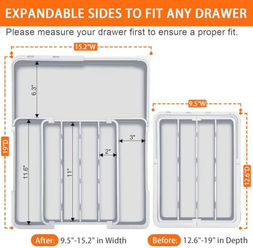 Spaclear Adjustable Silverware Drawer Organizer, Utensil Tray for Kitchen - Image 2