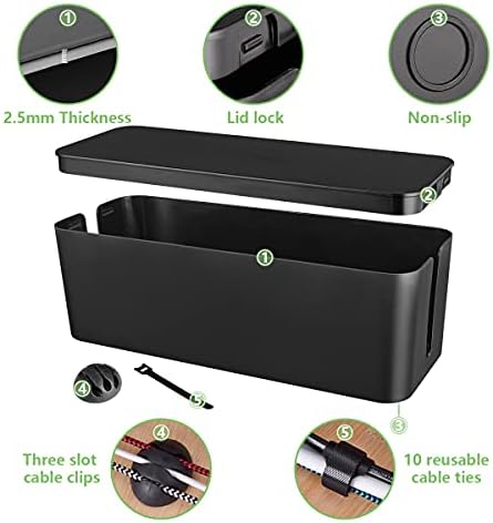 Cable Management Box, Large Cord Organizer Box to Hide Power Strip - Image 4