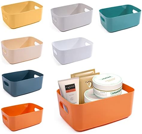 OWill 7 Pcs 2.1 L Plastic Storage Bins and Baskets for Efficient Home Classroom Organization Small Containers in Multicolour for Kitchen, Cupboard box, and Bathroom Organizer on Shelves and Tubs by OWill