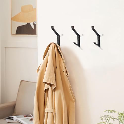 khtumeware 3 Pack 5-3/4 inch zinc Alloy Oil Rubbed Bronze Coat Hooks Modern and Simple Design Bathroom, mudroom Hook, Kitchen Towel Hook,Venetian Bedroom Coat and hat Hook, Towel Robe Hooks - Image 4