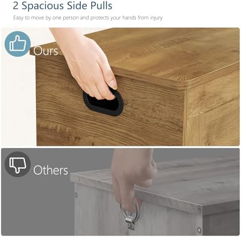 usikey 39.4” Storage Bench, Toy Box with 2 Safety Hinges, Lift Top Storage Chest, Toy Chest for Living Room, Bedroom, Entryway, Honey Brown - Image 7