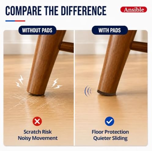 Ansible 60 PCS Felt Furniture Pads 1" for Hardwood Floors - Image 4