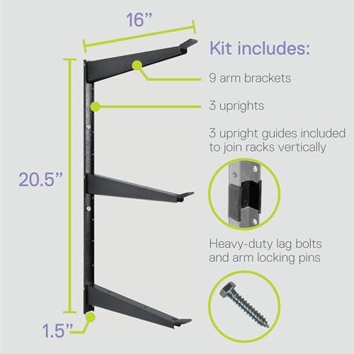 Delta Heavy Duty Lumber Storage Rack Cycle, Holds Up to 720 lbs - 3-Tier Wide Wood Storage Rack with Fully Adjustable Arms - Steel Construction Storage Solution for Garage, Basement & Pantry - Image 3