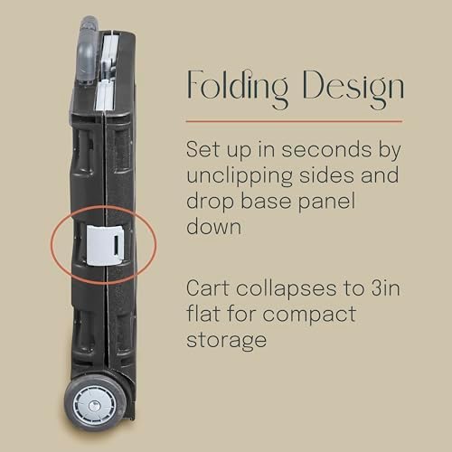 Folding Mobile Utility Cart, Canvas Organizer Bag, Turquoise/Grey - Image 5