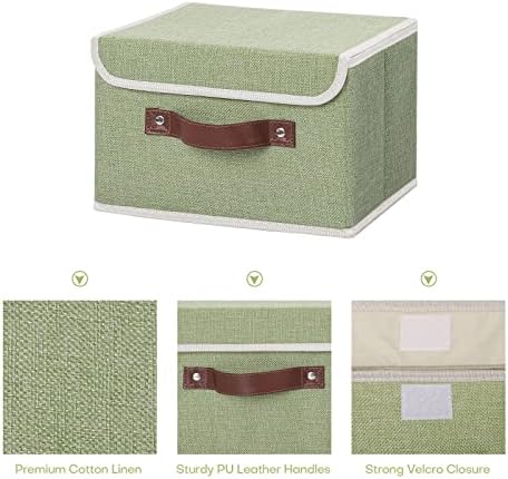 ANMINY Fabric Storage Box Bins with Lids, Green, 10"x8"x7" - Image 3