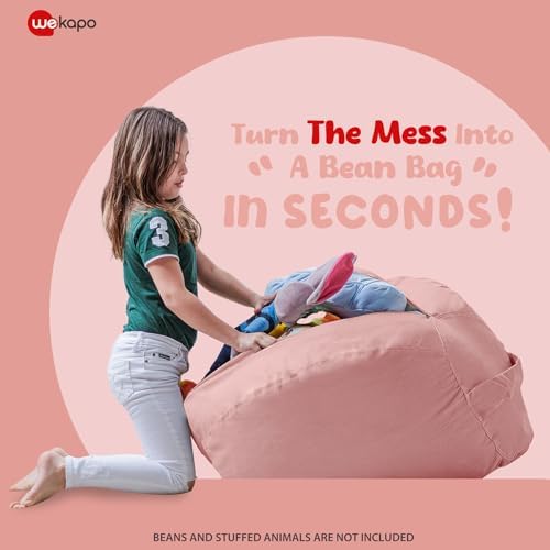 WEKAPO Stuffed Animal Storage Bean Bag Chair Cover for Kids - Image 3