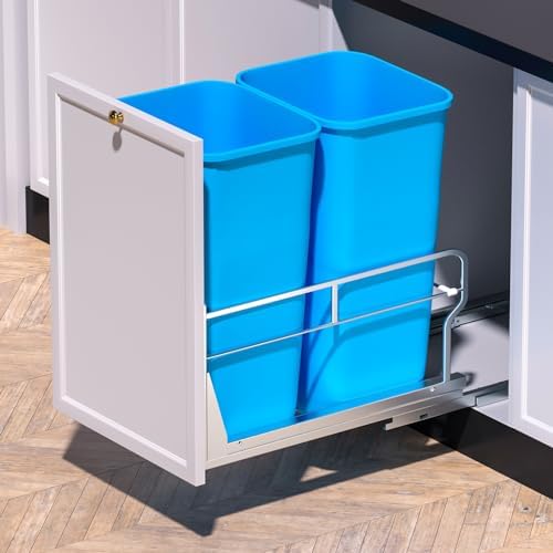 Insputer Dual Pull Out Trash Can Under Cabinet with Soft-Close Slides by Insputer
