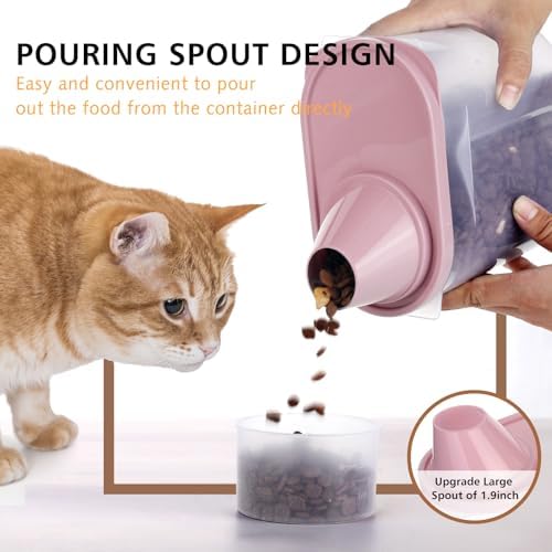 2 Pack 2lb/2.5L Pet Food Storage Container with Measuring Cup, Can Covers and Bowl for Small Dog, Cat, Waterproof-BPA Free (Pink 1.8L) - Image 6