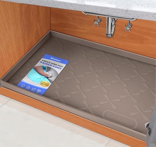 SIKADEER Waterproof Under Sink Mat 31" x 19" Silicone Mat Cabinet Protector by SIKADEER