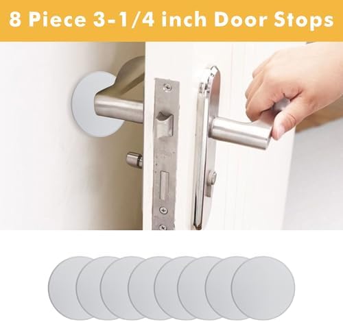 8PCS Door Knob Stoppers 3.25", Rigid Vinyl Wall Protectors with Strong Adhesive, Door Handle Bumpers for Home Wall & Door, White - Image 6
