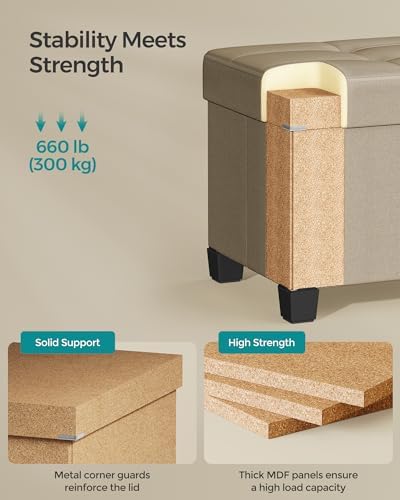SONGMICS Storage Ottoman Bench, Foldable Foot Rest with Legs - Image 4