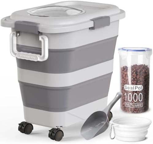 Collapsible Dog Food Container for 10-25 lbs, Airtight Storage Bin by JovipawzySimplifiesPetCare