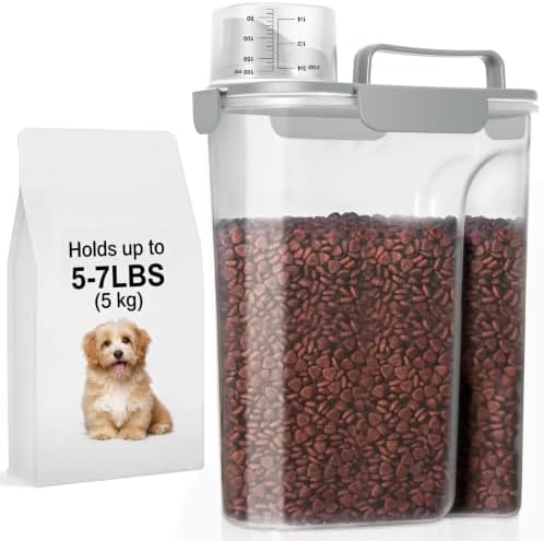 LEAWALK 5-7Lbs Airtight Dog Cat Pet Food Storage Container- Light Gray by LEAWALK