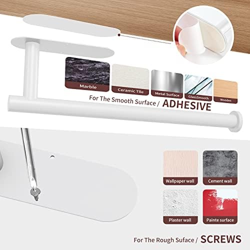 DEKAVA Under Cabinet Wall Mount Paper Towel Holder, Self-Adhesive Bar, Stainless Steel 13 inch (White, 1) - Image 6