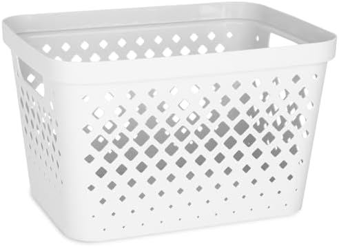 Glad Plastic Storage Basket Set, Value Pack of 6 | Open Storage Bins for Shelves, Bathroom, Pantry, Closet | Nesting Organizer Boxes with Handles, 4 Gallon, White - Image 2