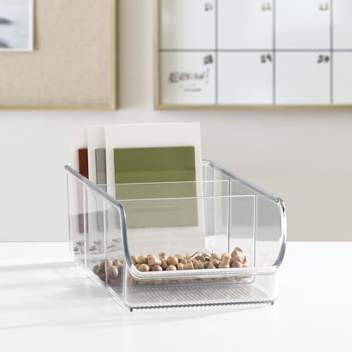 iDesign Stackable 3-Section Divided Storage Bin, Clear - Image 6