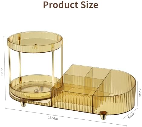 Rotating Makeup Organizer for Vanity, 2 Perfume Trays with 5 Compartments Cosmetic & Skincare Storage, Space Saving Beauty Organizers, Multi-Purpose Countertop Organizers for Bathroom, Desktop, Pantry - Image 7