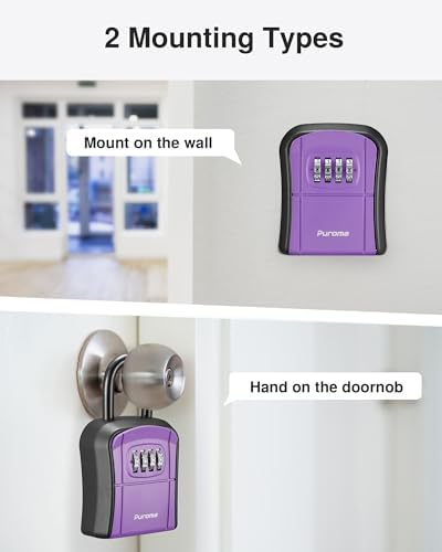 Puroma Key Lock Box Outdoor 4 Digit Code Combination Lockbox House 1 Purple - Image 5