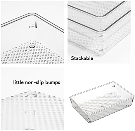 5 Pack Clear Plastic Drawer Organizer Tray Cutlery Utensil Makeups Drawer Silverware Organizers 6" X 9" - Image 4