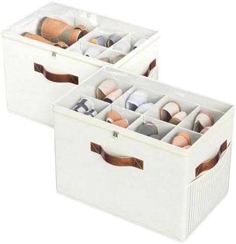 2 Pack Shoe Organizer for Closet, Foldable Shoe Storage with Adjustable by BuddingJoy-BuildaJoyfulLifeforYou