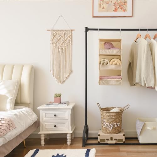 GRANNY SAYS 3-Shelf Hanging Closet Organizer, Foldable Storage, Khaki - Image 5