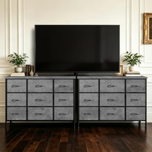 VASICAR Dresser for Bedroom with 9 Deep Drawers, Wide TV Stand TV Console - Image 7