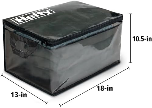 Hefty Large Flexible Tote with Breathable Mesh, Double Zipper, 2 Handles – Ideal for Moving or Clothes & Apparel Storage, Alternative to Plastic Bin, Organizer or Container – 24 Pack - Image 5