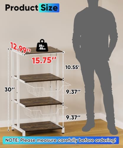 Media Stand with Two Detachable Baskets, 4-Tier AV Media Stand Corner Shelf for DVD Players/Cable Boxes/Games Consoles, Audio Storage Rack for Living Room, Gaming Room, Music Studio, White - Image 2
