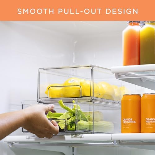 Sorbus Clear Stackable Storage Drawers for Refrigerator (Medium, 6 Pack) - Image 4