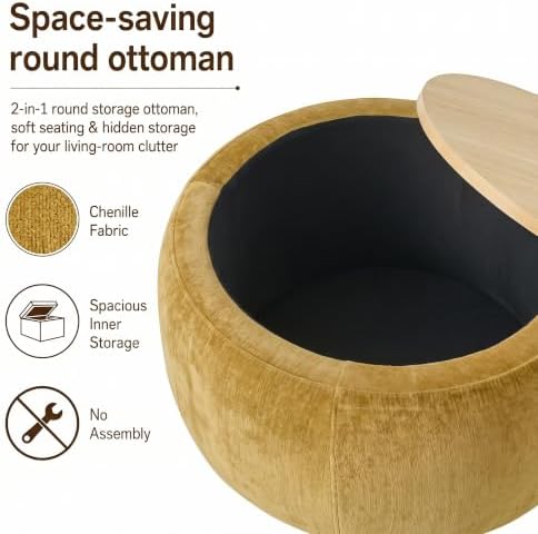 Mofolit 25" Nesting Coffee Table Ottoman Set with Removable Wooden Tray - Image 6