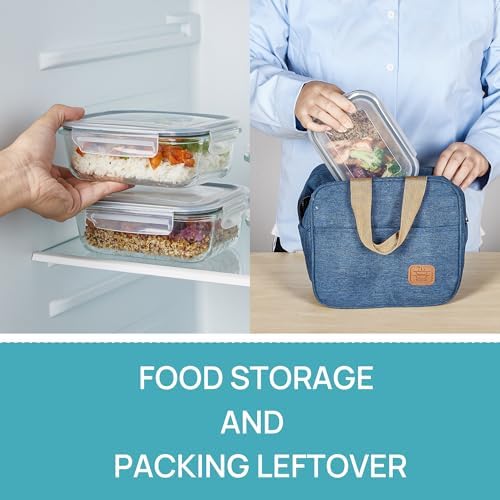 Vtopmart 5Pack 22oz Glass Storage Containers with Lids, Grey - Image 5