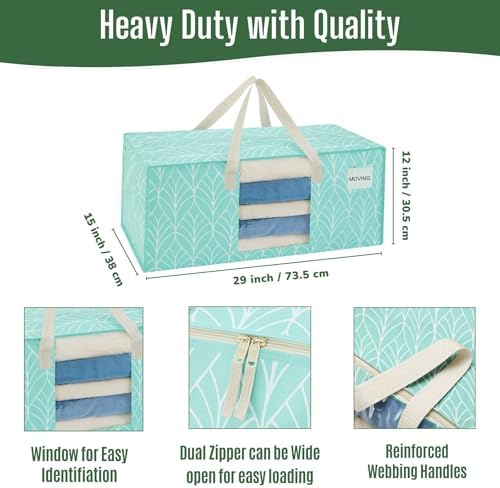 VENO Heavy Duty Moving Bags, Storage Bags, Clear Window, Evergreen, 6 Pack - Image 3