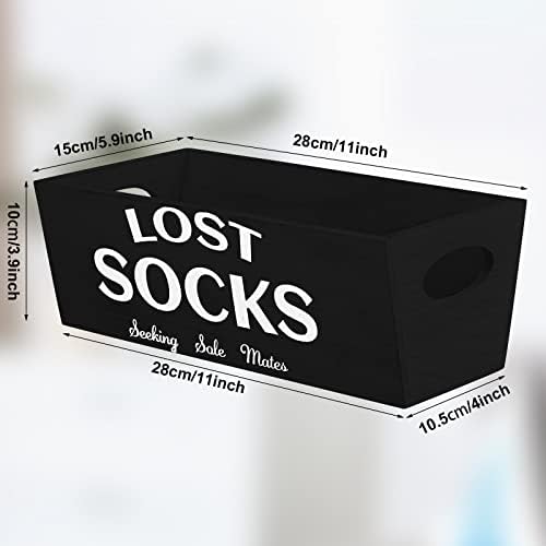 Blulu Lost Socks Basket Sign Laundry Room Farmhouse Storage, Black - Image 7