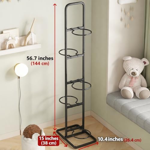 Vertical Ball Rack -basketball rack- Durable Carbon Steel Storage for Basketball, Soccer, Volleyball, and More - Easy to Assemble, Waterproof, Sturdy - 56.7" H - Image 2