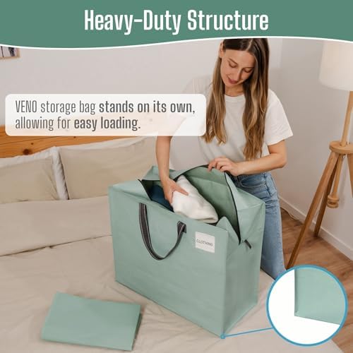 VENO Heavy Duty Moving Bags, Storage Bags, 22 Gallon, Light Green, 4 Pack - Image 2