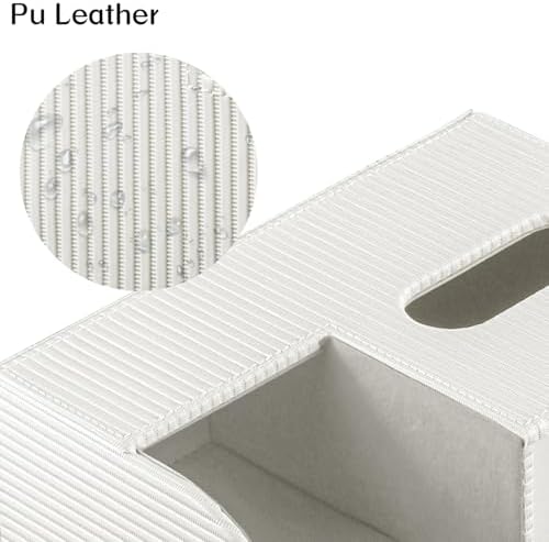 PU Leather Tissue Box Cover with Storage Tray, Cube Facial Tissue Holder - Image 5