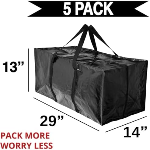BAG-THAT! 5 Moving Bags Heavy Duty Extra Large Stronger Handles Wrap Storage Totes Zippered Reusable Packing Bags Moving Supplies Storage Boxes Storage totes Moving Boxes Packing Supplies Packing Box - Image 3