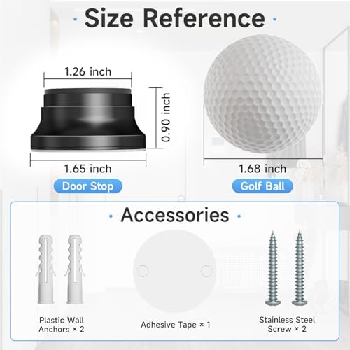 Door Stoppers for Wall, 1.65 in Door Knob Wall Protector, Black - Image 4