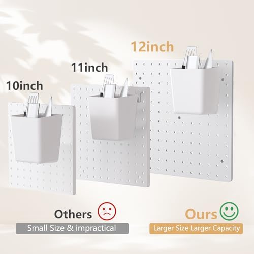 FZK Modular Plastic Peg Board Wall Organizer Kit, 12x12, White - Image 4