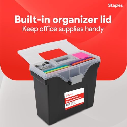Staples Portable File Box Storage Organizer, Letter Size, Black - Image 4