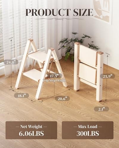 2 Step Ladder, Foldable Aluminum Step Stool with Anti-Slip Pedal - Image 6