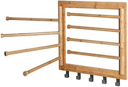 Honey-Can-Do Bamboo Wall-Mount Swivel-Arm Drying Rack, 80 lb, Natural - Image 4