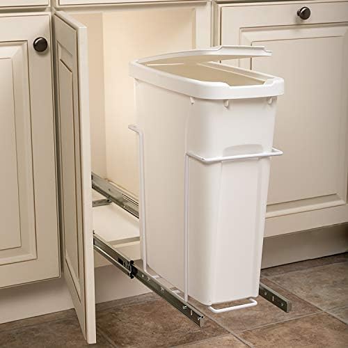 Knape & Vogt SBM9-1-20WH 8.38 in. W x 20 in. D x 17.31 in. H In Cabinet Pull-Out Bottom Mount 20qt Trash Can - Image 5