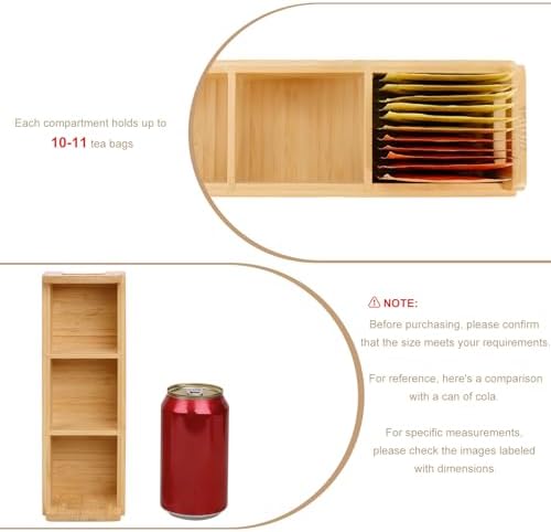 HTB Small Bamboo Tea Bag Holder Pack of 2 with 3 Compartments - Image 3