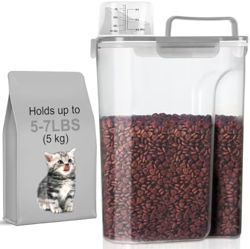 LEAWALK Cat Dog Pet Food Storage Container 5-7Lbs BPA-free (Clear Grey, 5L-1pack) by LEAWALK